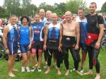 9 Sportler unseres Vereins wollten beim Team-Triathlon am Barleber See viel Spa&szlig; haben, v.l. Jens-Uwe B&ouml;rner, Sabine B&ouml;rner, Detlef Sch&auml;fer, Toralf Schmidtschneider, J&uuml;rgen Eisfeld, Thomas Vetter, Olaf Moch, Florian B&ouml;rner, Janko Schlenker.