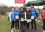 Vor dem Start zum 36. Haideburger Waldlauf (v.l.) Jens-Uwe B&ouml;rner, Renate Liedtke, Lutz Klau&szlig;, Sabine B&ouml;rner, Andreas Otto, Petra Becker, J&ouml;rg Eisfeld und Sylvia K&ouml;hn.