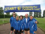 Die Gaensefurther Teilnehmer am Feldmarklauf in Eickendorf v.l. Mike Lohmann, Petra Becker, Sabine B&ouml;rner, Lutz Klau&szlig; und Jens-Uwe B&ouml;rner. Es fehlen Jana Berger und Thomas Vetter.