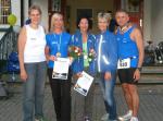 Fünf zufriedene Bode-Runners v.l. Renate Liedtke (1.), Katrin Krebs (2.), Sabine Börner (1.), Petra Becker (2.), Jens-Uwe Börner (9.).