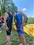 Ungewohntes Outfit bei den Bode-Runners: So richtig wohl f&uuml;hlten sich Stefan Sindermann und Deb&uuml;tant Daniel Wuwer nach dem Einschwimmen nicht. 