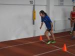 Elicia Vetter konzentriert sich auf ihren Hochstart &uuml;ber 30m. 