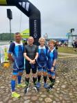 Die Gaensefurther Triathleten (v.l.) Steffen Sch&ouml;ler, Olaf Moch, Silke Lud&szlig;uweit und Annegret Wille vor dem Start in Rheinsberg. 