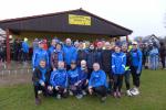 Die Bode-Runners der Gaensefurther Sportbewegung vor dem Start zum 45. Punschlauf in Meisdorf: Peter Brauer, Harald F&uuml;mel, Sandra Homann, Emily Siebert, Jens-Uwe B&ouml;rner (u.v.l.), Verena Hildebrandt, Anke Delius, Christa F&uuml;mel, Jens und Nicole Schlottag, B&auml;rbel Lallecke, Heike Lenz, Janine Wuwer, Kathleen Mahler, Dirk Meier, Stefan Sindermann, Kirsten und Claudia Geist, Daniel Wuwer, Claudia Meier (o.v.l.)
