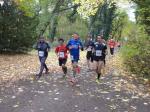 Stefan Otto von der Gaensefurther Sportbewegung (Mitte) &uuml;berrundet hier eine L&auml;uferin von der Kurzdistanz. Seinen Kontrahenten mit den Startnummern 471 und 68 wird er beim 9. Parklauf Tangerh&uuml;tte den Vortritt lassen und als Gesamtdritter &uuml;ber 10,3 Kilometer finishen.