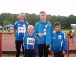 Die Gaensefurther Teilnehmer am Crosslauf durch das K&uuml;chenhorn in Wolmirstedt v.l. Celine Ladehoff, Lukas Ladehoff, Moritz Himpenmacher, Nina Ritter.