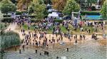 Der Schwimmstart in 21 Grad warmes Wasser am L&ouml;derburger See.