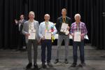 Die L&auml;ufer J&uuml;rgen G&uuml;nther, Thomas Braun, Peter Brauer und Jens-Uwe B&ouml;rner (v.l.) vertraten die Bode-Runners in der Altersklasse m55.