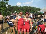 Jens-Uwe und Sabine B&ouml;rner lie&szlig;en sich von der gl&uuml;henden Hitze nicht abhalten, bei der Jedermann-Disziplin des Altmark-Triathlons in Wischer zu starten.