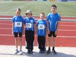 Die Gaensefurther Leichtathleten (v.l. Lea Wienert, Marek Kadereit, Nico Ringstr&ouml;m, Pascal Richter) nahmen am Sch&uuml;lersportfest in Aschersleben teil.