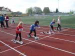Nina Ritter (2.v.l.) und Fabienne S&auml;misch (2.v.r.) am 50m Start.