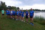 Zwischenstopp auf halber Strecke f&uuml;r ein Erinnerungsfoto. Bis zur&uuml;ck in die Jugendherberge sollten alle Bode-Runners nicht nur geschwitzt sondern auch regennass sein.