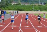 Der Endlauf im 50m Sprint mit Fabienne (l./3.Platz) und Nina (3.v.l./4.Platz) Der Endlauf im 50m Sprint mit Fabienne (l./3.Platz) und Nina (3.v.l./4.Platz)