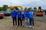 Olaf Moch, J&uuml;rgen Eisfeld, Kirsten Geist, Silke Lud&szlig;uweit und André Geist v.l. beim Bergwitzssee Triathlon.