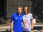 Bode-Runners-Neumitglied Stefan Otto trifft auf Altmitglied Juliane Meyer, die nur 21 Sekunden nach ihm die Ziellinie &uuml;berquerte!